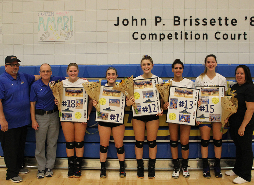 Volleyball Victorious Over Bridgewater State on Senior Night
