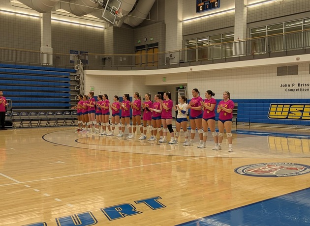 Lancers Drop Five Set Thriller on Pink Out Day to Bridgewater